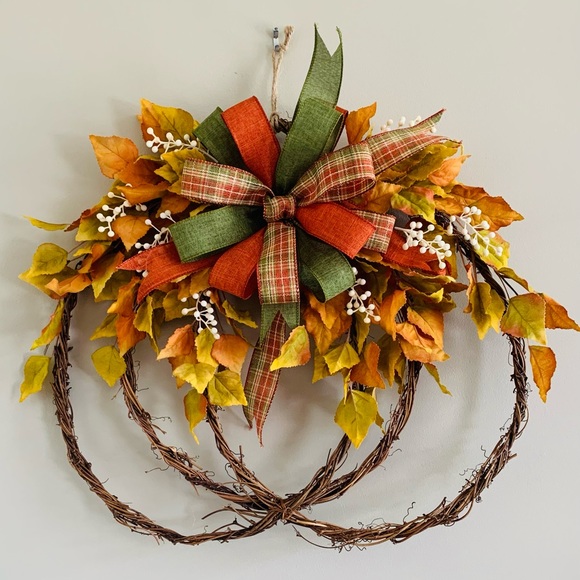 HAND CRAFTED Fall Pumpkin Decor/ Front Door Wreath